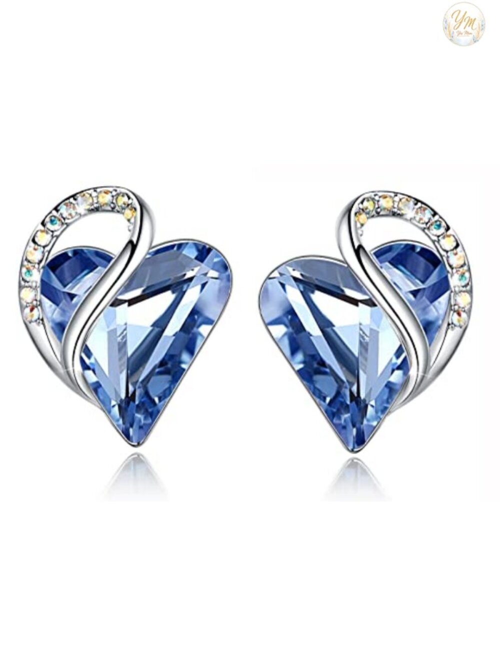 Silver Plated Birthstone Heart Stud Earrings